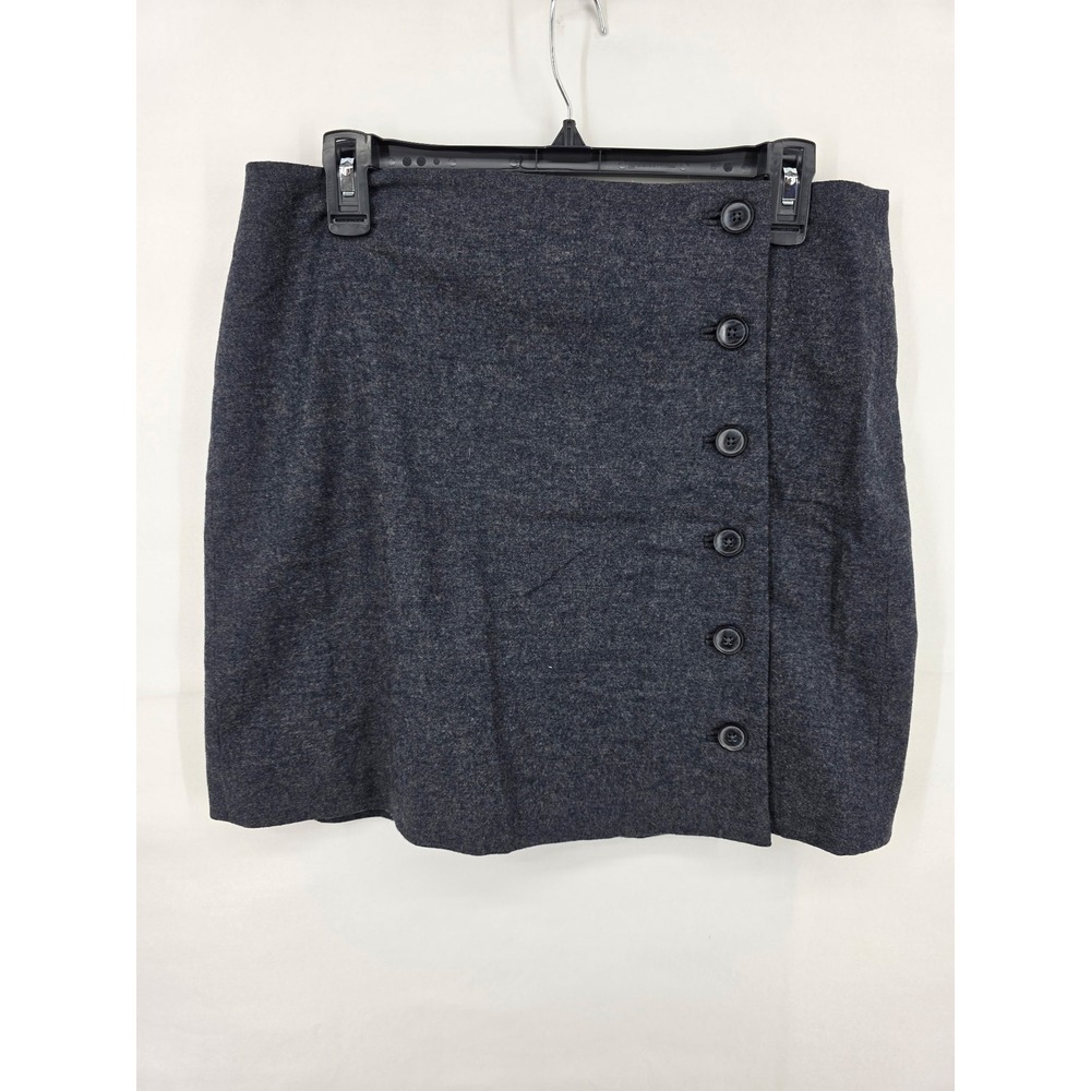 Banana Republic Gray Wool Blend Side Button Mini Skirt Womens Size 8 Charcoal